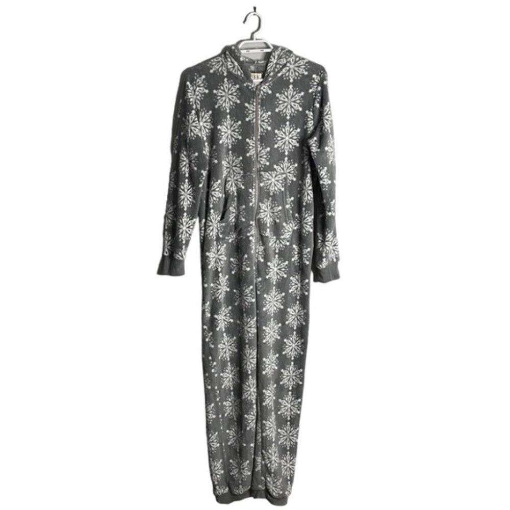 Mikk Lounge Snowflake Pattern Hooded Fleece Cozy Onesie
